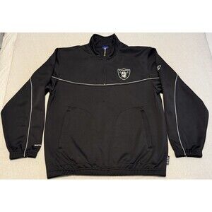 Vintage Reebok NFL On Field Jacket Black Oakland Raiders Windbreaker Size Large